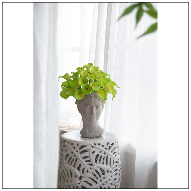 Greek Style Cement Head Planter - Indoor Outdoor Home Garden Decor, D7" X 11"