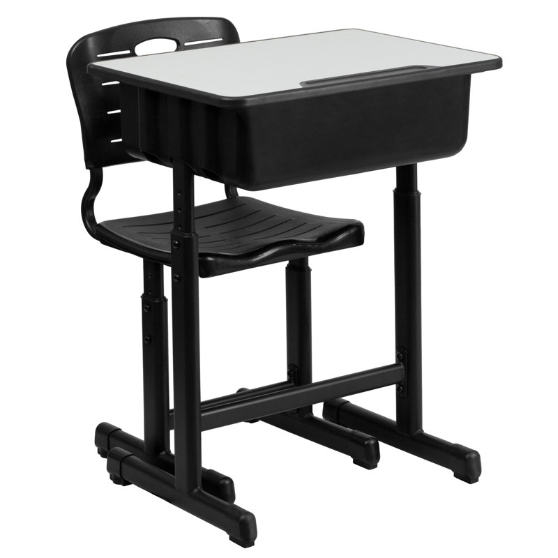 Goddard Adjustable Height Student Desk and Chair with Pedestal Frame