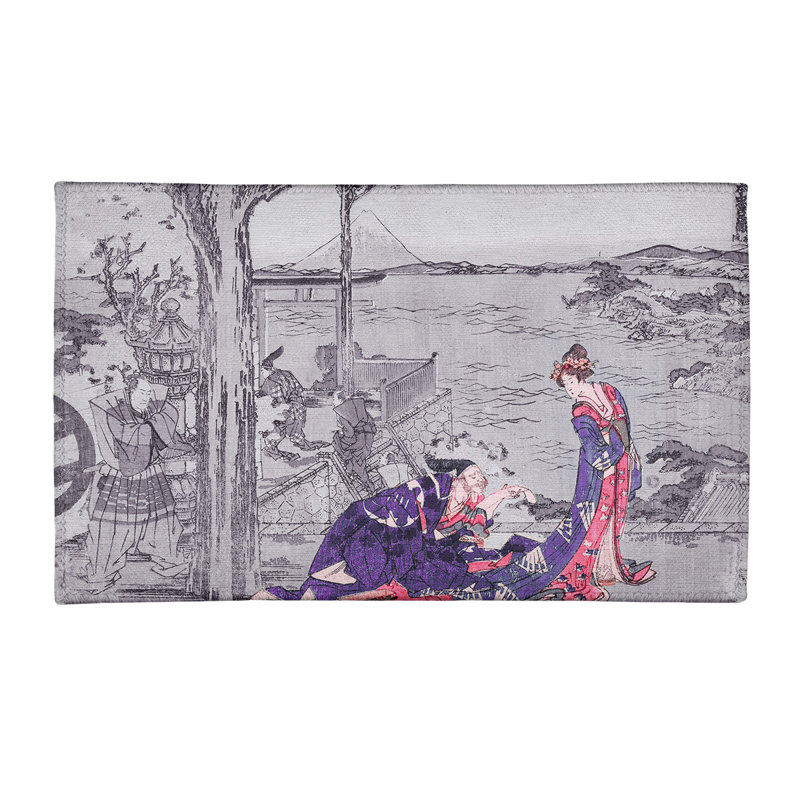 Tapis gris/mauve à chenille japonaise courtesan, Rectangle 3 pi x 5 pi
