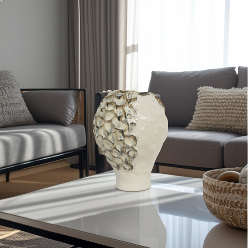  Grand vase en céramique Koss, H 14 po x l 10 po x P 10 po