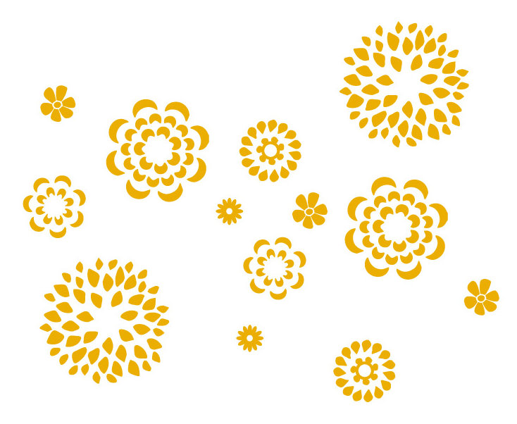 Adhésif décoratif motif floral, H 38 po x l 48 po x P 0,01 po, Jaune signalisation