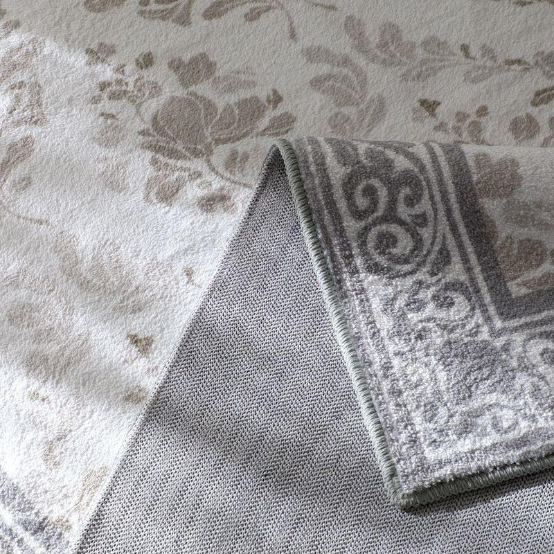 2' X 3' Non-Slip Indoor Area Rug with Floral Pattern Machine Washable,Taupe, Rectangle 2' x 3', Taupe