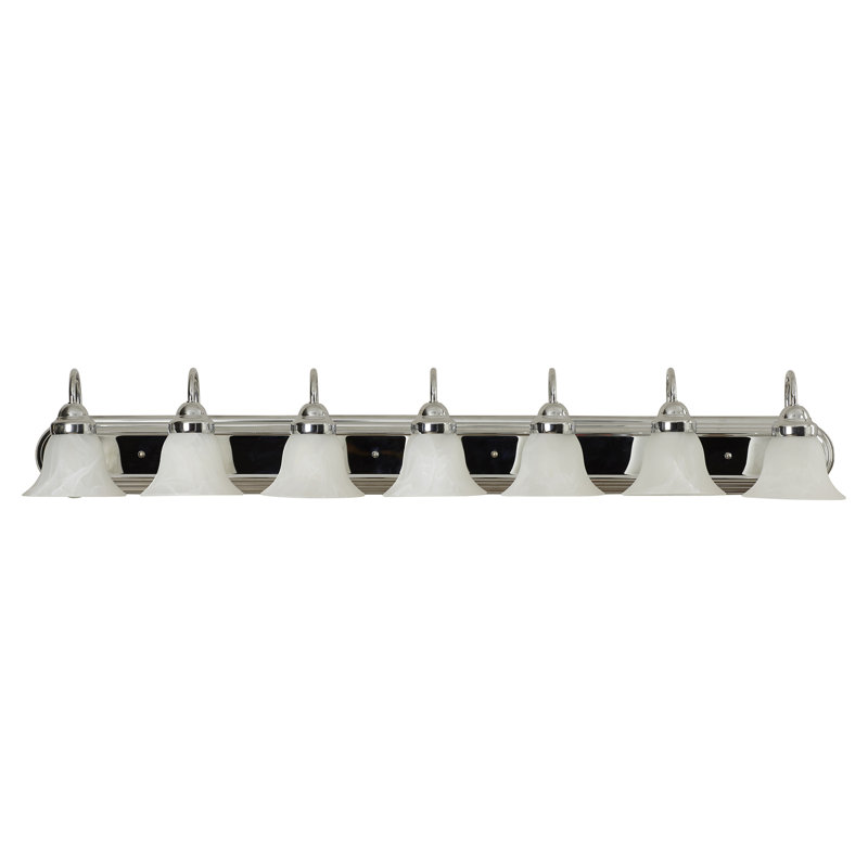 Turcotte 7 - Light Dimmable Vanity Light, 100 Watt (Not Included), Alabaster, Polished Chrome