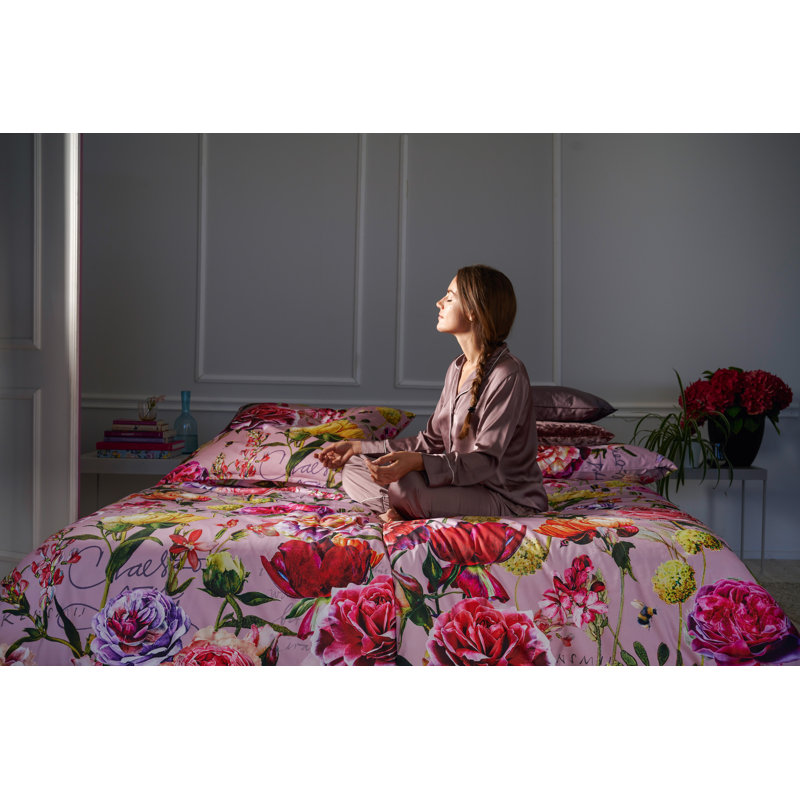 Cotton Floral Duvet Cover Set with Pillowcases, 155 x 220 cm - 1 Pillowcase (80 x 80 cm)