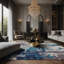 Tapis gris soyeux et moelleux-100891063