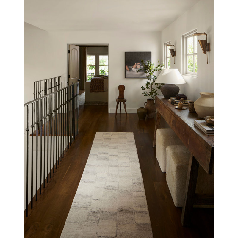 Ivory and Silver Hand-Tufted Wool Square Rug Sample