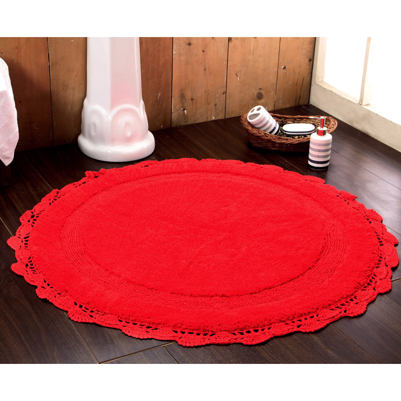 Tapis pour salle de bain Wingert, l 28 po x L 28 po, Rouge