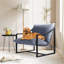 Fauteuil d'appoint moderne du milieu du siècle avec structure métallique robuste et coussin moelleux, fauteuil de lecture confortable pour salon, bureau, véranda ou porche, montage facile, gris
