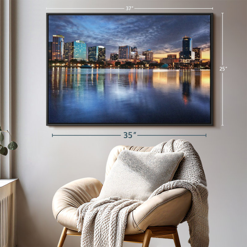 Impression sur toile Orlando Night Skyline, H 25 po x l 37 po
