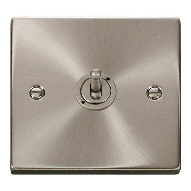 Satin / Brushed Chrome 1 Gang 2 Way 10AX Toggle Light Switch
