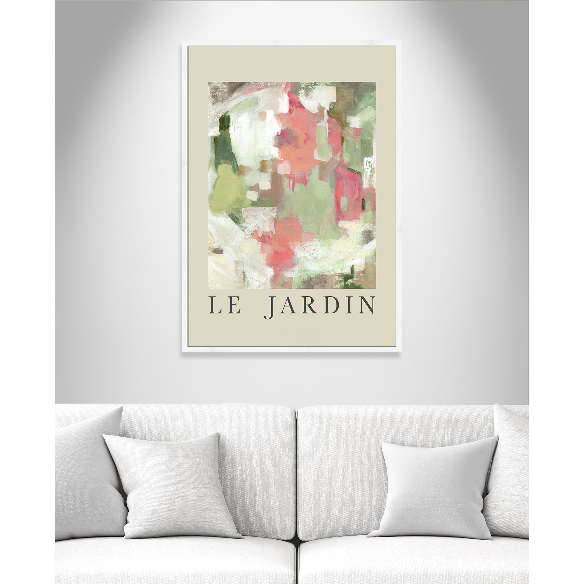 Botanical Poster Collection " Le Jardin " by Carol Robinson, White Single Picture Frame, 55" H x 39" W x 1.25" D, No