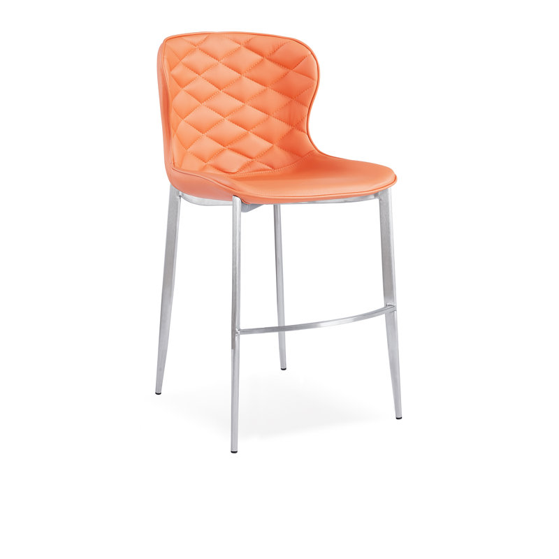 Tabouret de bar et de comptoir Albert, Orange, Acier inoxydable, Tabouret de comptoir (siège d'une hauteur de 24 p