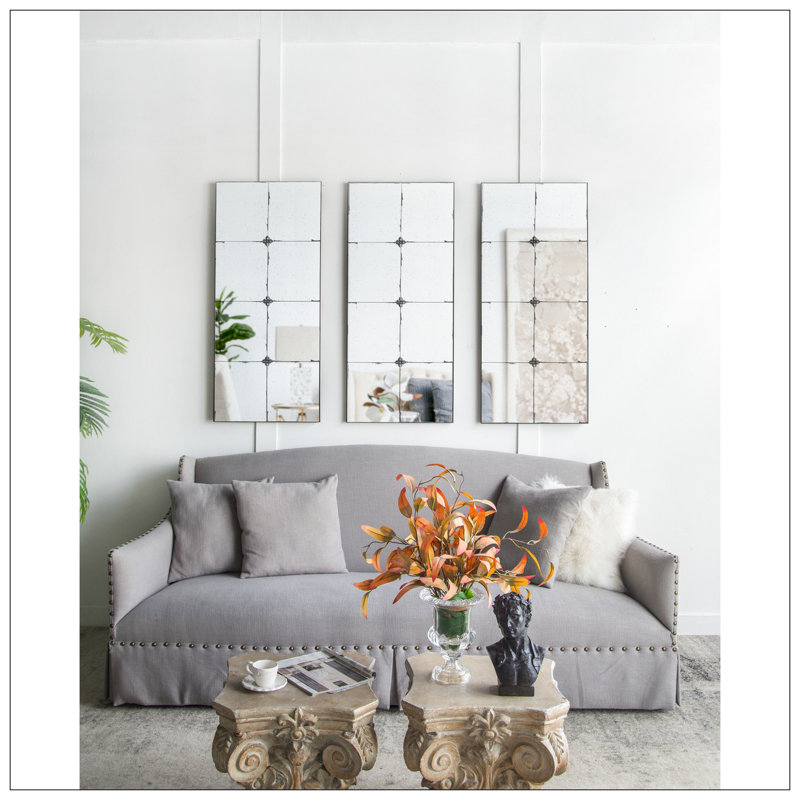 Traditional Decor Style Rectangle Antique Glass Wall Mirror, Wall Decor For For Bathroom Entryway Console Lean Against Wall