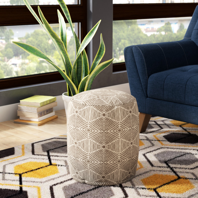 Ashby Upholstered Pouf, Beige