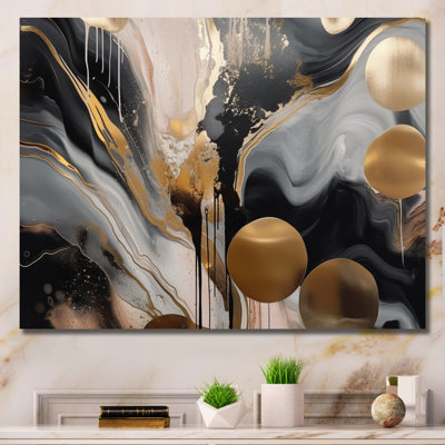 Grey And Gold Captivating Marble - Abstract Marble Canvas Art