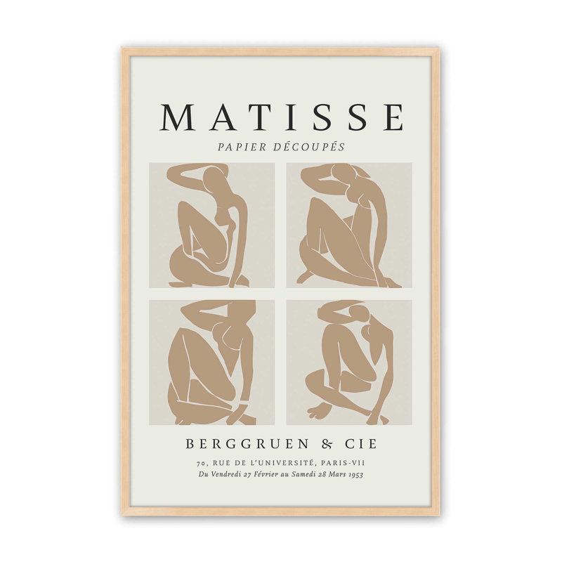 Nus Brun Matisse, reproduction d'art sur cadre, H 11 po x l 9 po, Érable brut