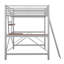 Lit mezzanine double en métal avec bureau et tablette argent