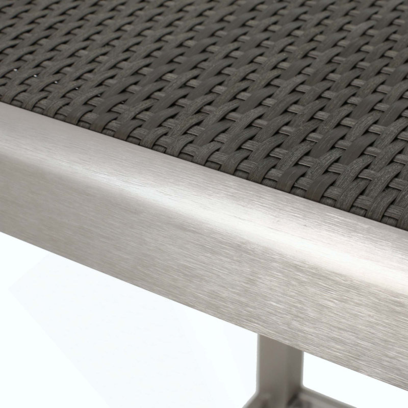 Table de bar d'extérieur en aluminium avec plateau en rotin PE, Noir