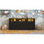 Commode 9 tiroirs cannelée noire avec lumières à DEL, station de charge et 3 casiers ouverts, commode double moderne pour chambre à coucher, salon-293259625