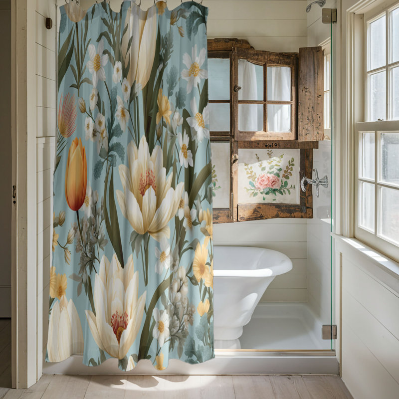 Rideau de douche 1 pièce Pâques Bloom, H 74 po x l 71 po