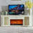 Beigte Solid Wood TV Cabinet Fireplace