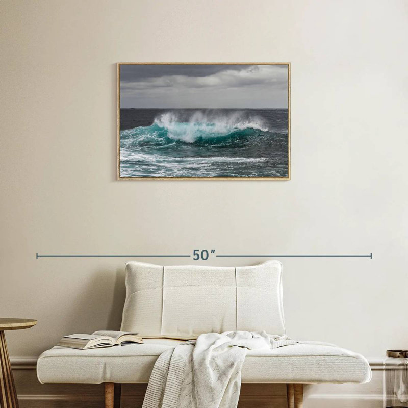 Ocean Wave Pop, Cadre flottant en bois naturel, 31 po x 21 po