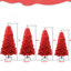 Arbre de Noël rouge de 4 pi, 456 pointes denses, conception à charnières pour un démontage sans effort, support en métal stable, arbre de décoration de vacances moderne avec branches à installation rapide, support robuste stable