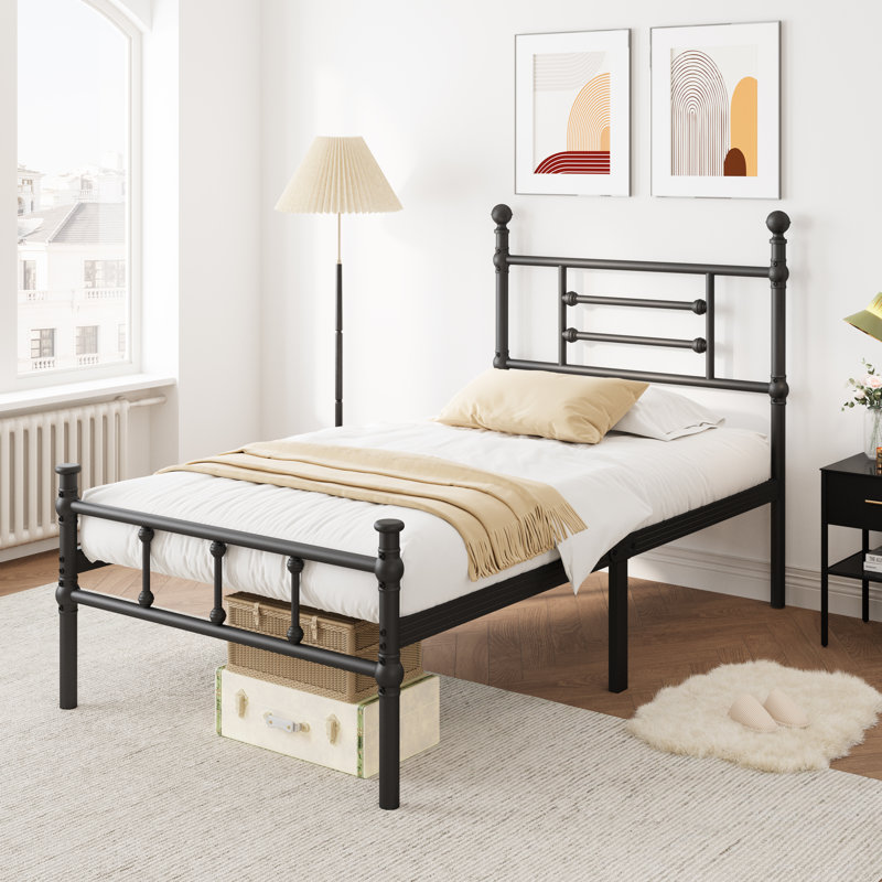 Structure de lit en métal avec tête de lit, rangement sous le lit, aucun sommier requis, assemblage facile, 18", Simple TG