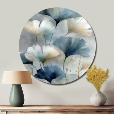 Watercolor Pants Flowers In Meadow - Plantes, art mural rond en métal