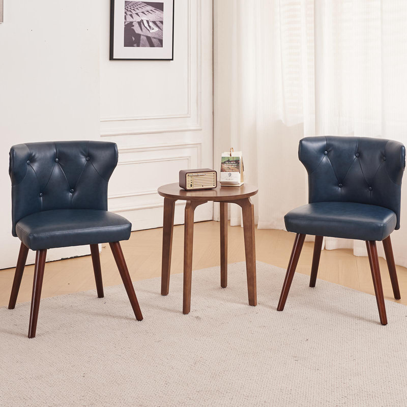 Cocamo Leather Wingback Dining Chair, Dark Blue