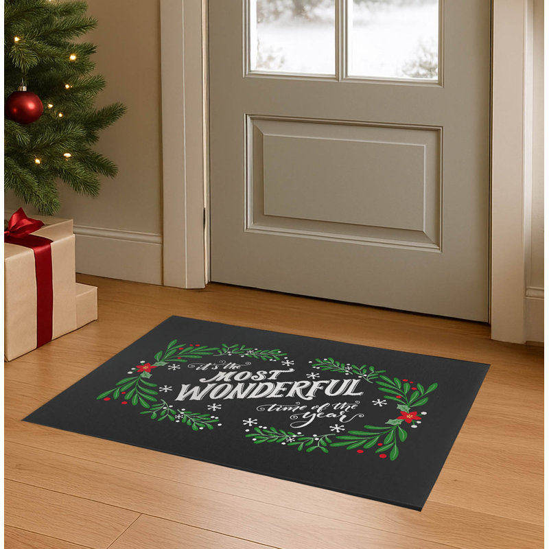 Paillasson d'intérieur It's It's the Most Wondeful Time of the Year, Gris anthracite, L 36 po x L 60 po