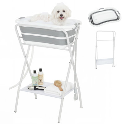 98.5 cm H x 66 cm W x 44 cm D Plastic Adjustable and Foldable Cat and Dog Grooming tub