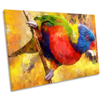 Parrot Bird Watercolour - Wrapped Canvas Painting