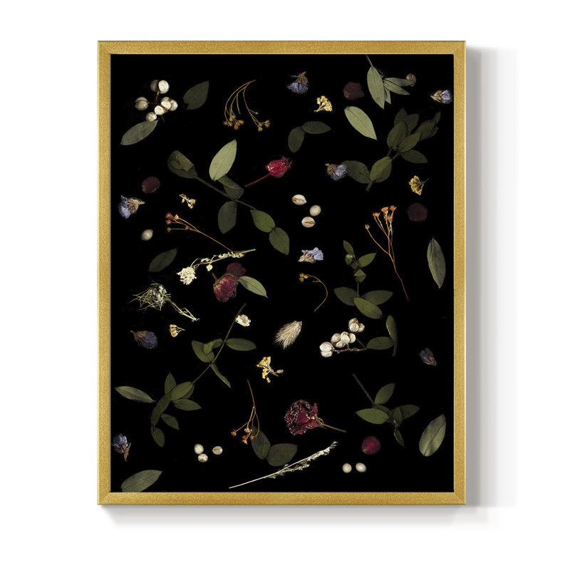 Nosegay I Framed Print - Solid Wood, Gold, 10" H x 8" W