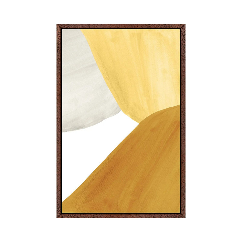 Yellow Tone Art by Whales Way - Painting on Canvas, 152.4cm H x 101.6cm W x 3.81cm D, Classic Brown Wood Framed