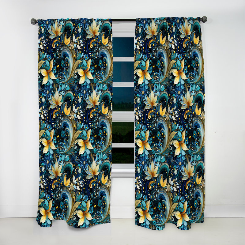 Motif cachemire Zen Tranquility Paisley I - Rideau floral obscurcissant - 1 panneau, L 52 po x L 90 po