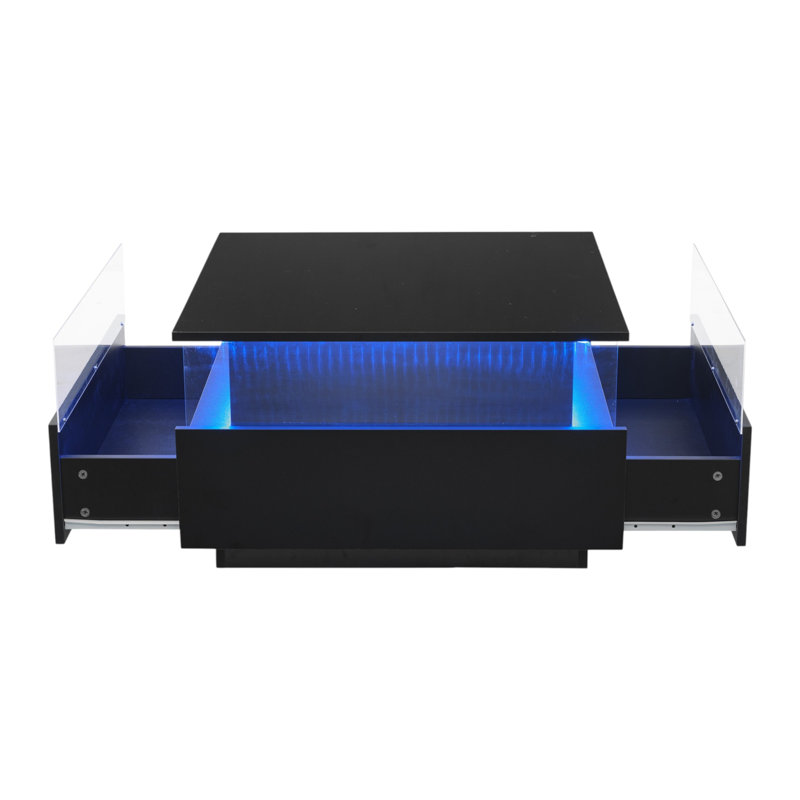 Charvez Pedestal Coffee Table with Storage, Black