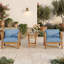 Ensemble de conversation en bois pour patio avec table d'appoint pliante-133255039