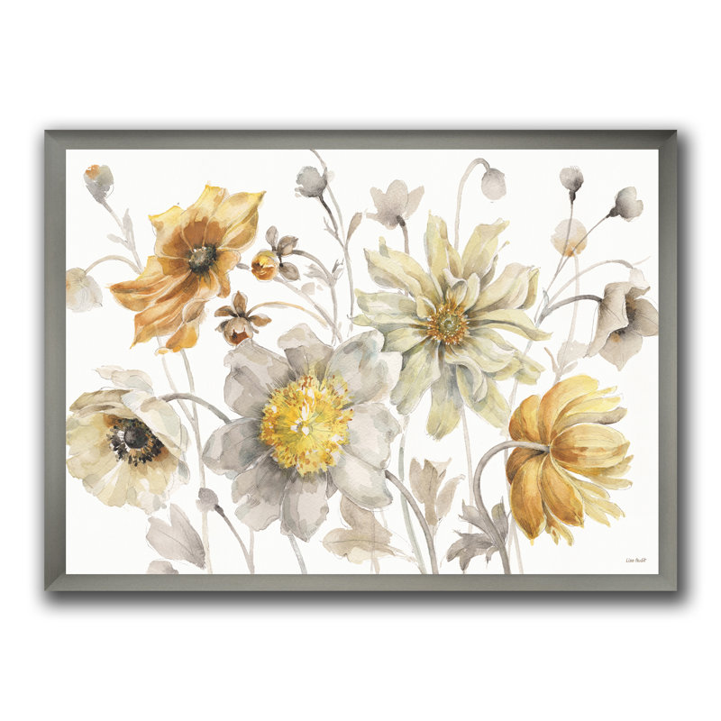 «Fields of Gold Watercolor Flower VII», reproduction sur toile encadrée, H 20 po x l 20 po x P 1 po, Cadre argenté