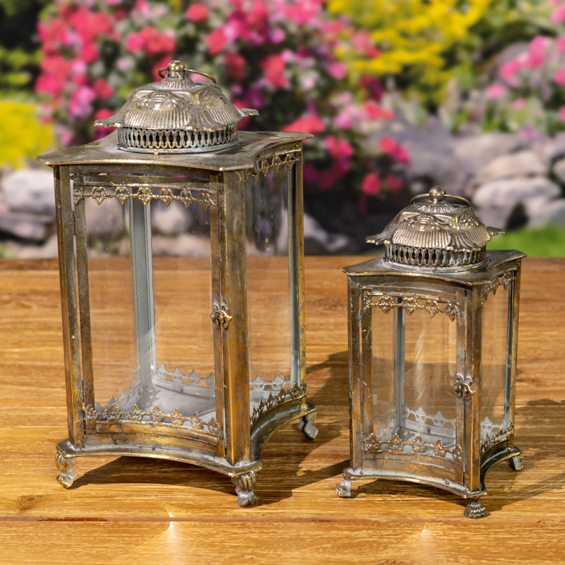 Terrariums en fer / verre Francfort (ensemble de 2), Gold