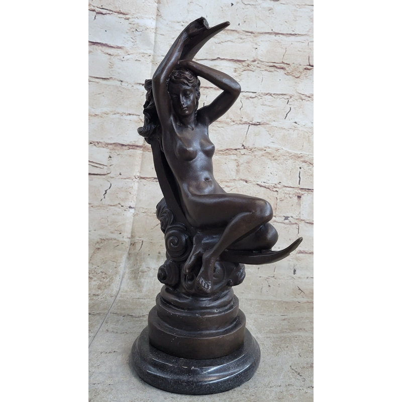 Sensual Bronze Marble Sculpture Nude Female Earth Moon Statue Figure Figurine