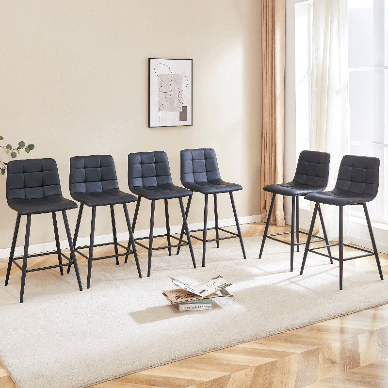 Ensemble de chaises de bar modernes, 6, Noir