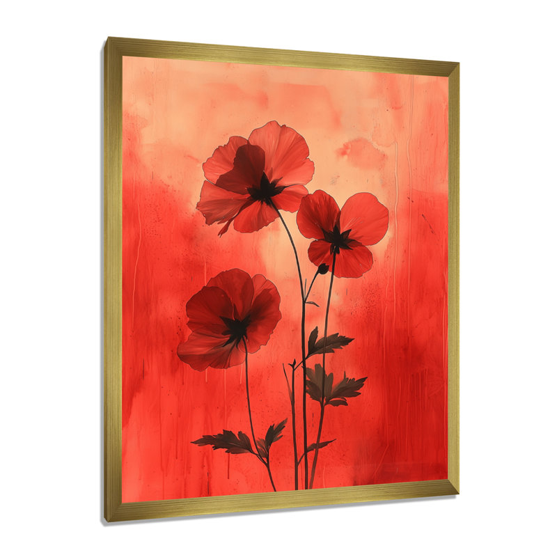 Tayler - salon d'art mural floral, H 32 po x l 16 po, Reproduction encadrée d'une seule photo, Doré