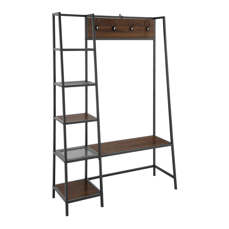 Portemanteau avec rangement pour chaussures Ennassim, Noyer foncé