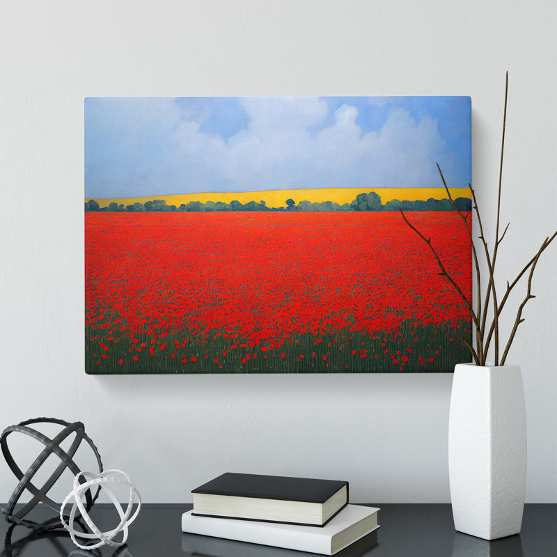 Lush Poppy Field Flowers - Wrapped Canvas, 40cm H x 60cm W x 3cm D