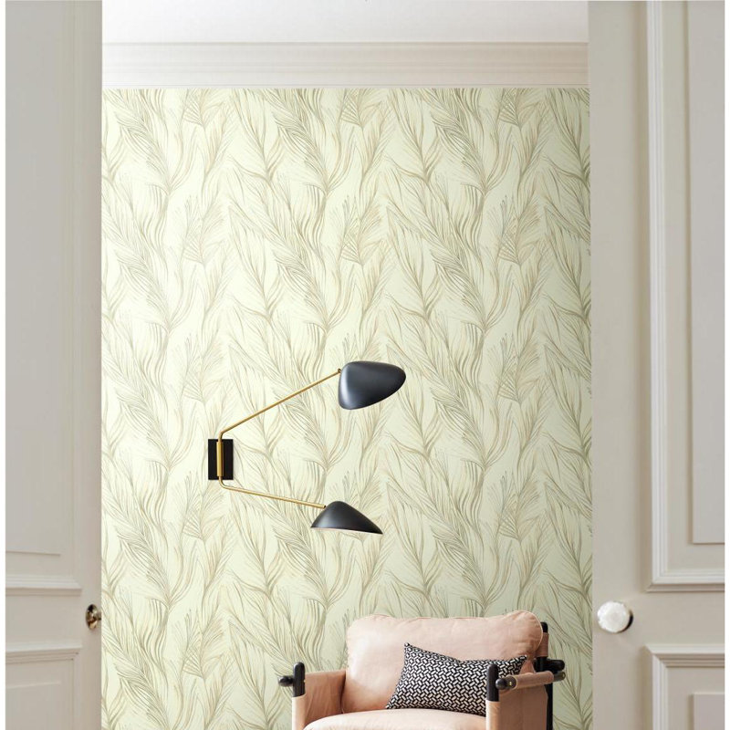 Rouleau de papier peint L 27 pi x l 27 po Peaceful Plume, Beige