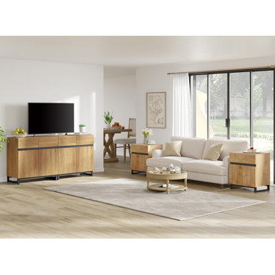 Terrall WAMPAT Modern Living Room Table Sets Of 3, 63 Inch TV Stand And 2 End Table With Drawers For Living Room, Entertainment Center With Storage Ca by Latitude Run