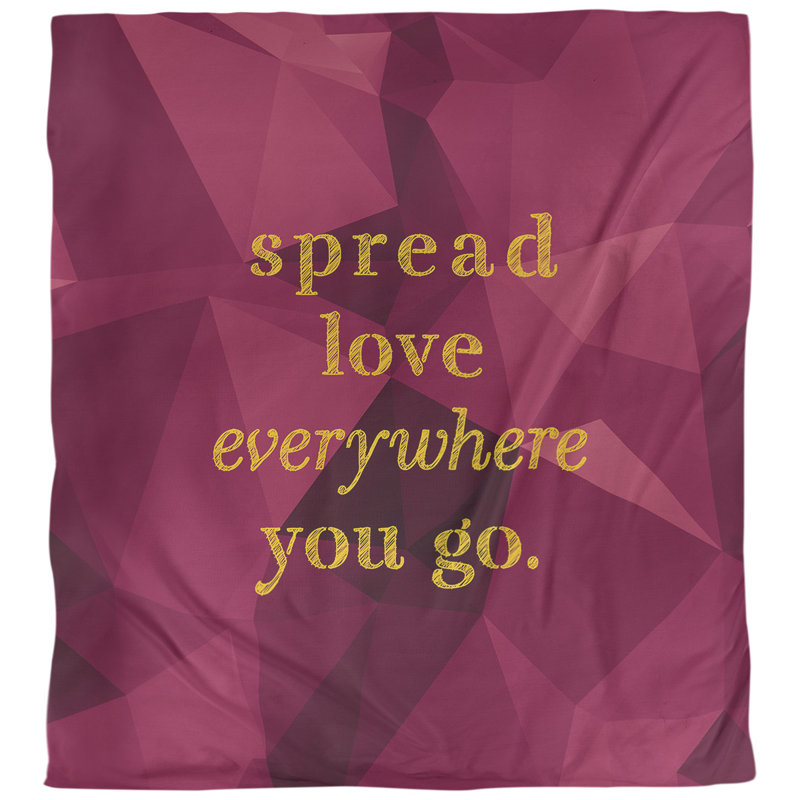 Housse de couette simple spread love quot, Housse de couette pour très grand lit, Spinelle / or