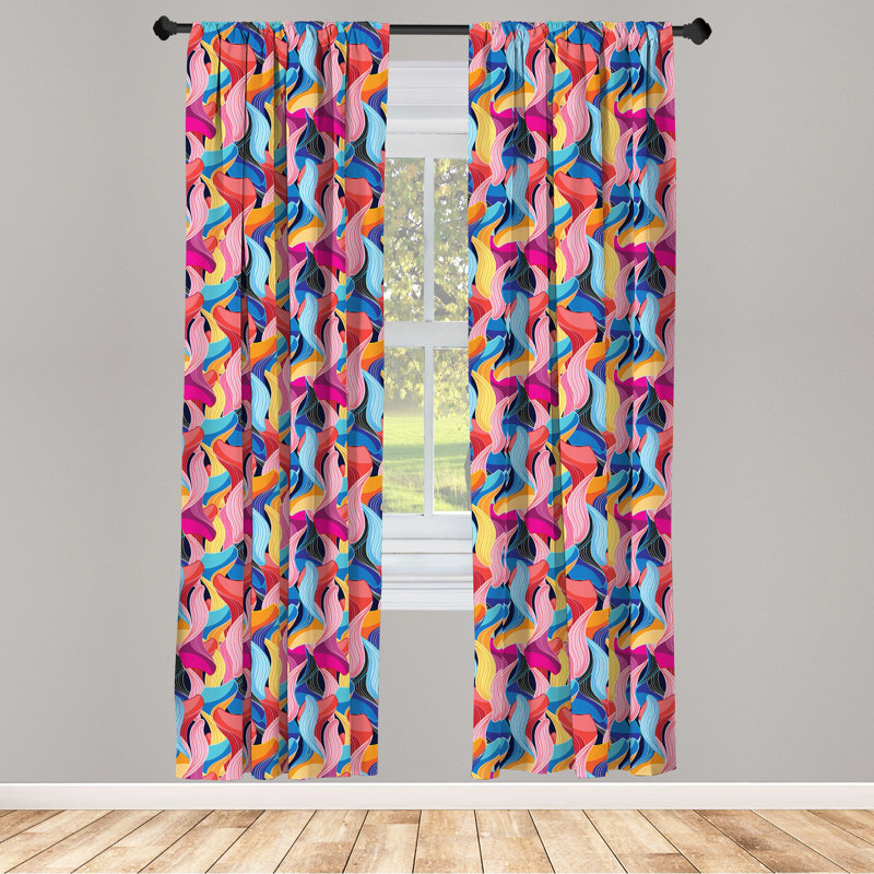 Geometric Semi-Sheer Rod Pocket Curtain Panels, 28" W x 84" L