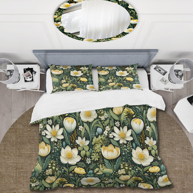 Boho Botanicals Garden I - Ensemble de housse de couette botanique - Microfibre de polyester